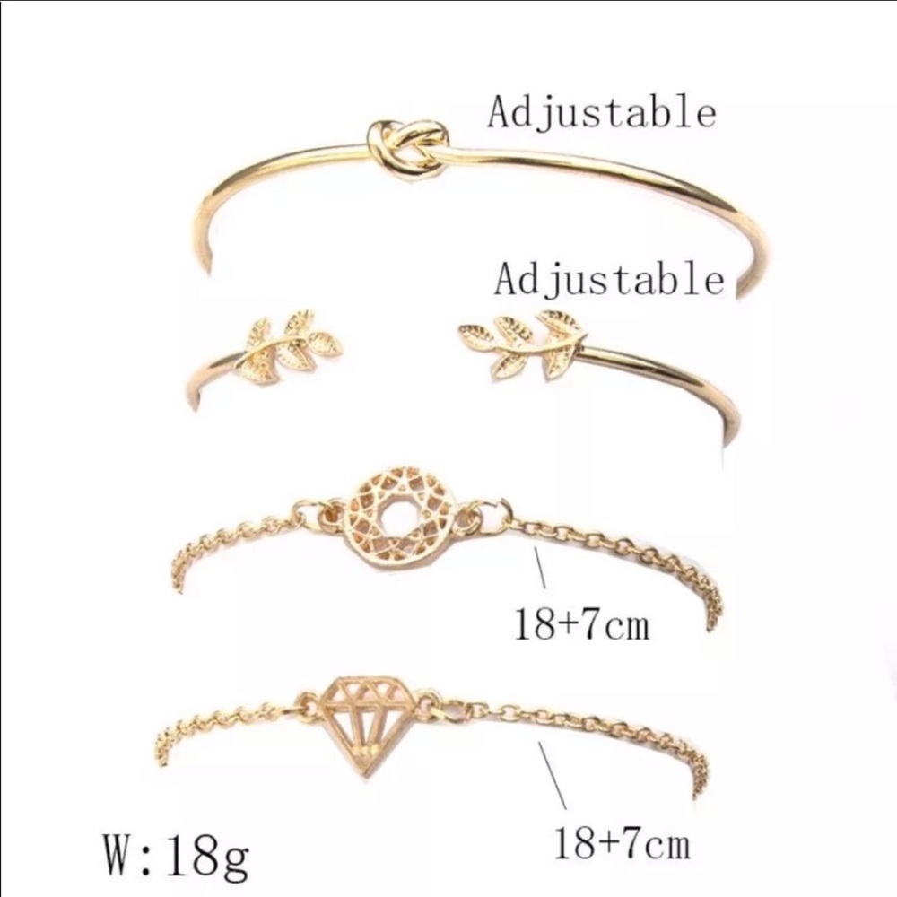 💎🌿 Diamond Leaf Gold Bracelet Set 🌿💎 - Picture 2 of 2